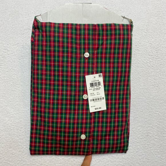 Club Room Shirt Mens 18.5 Red Green Long Sleeve Button Down NWT $55 - Picture 3 of 4
